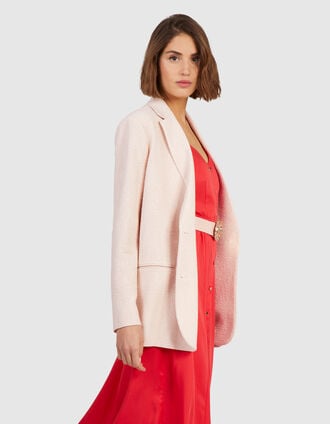 I.Code fresh pink coat with gold lurex