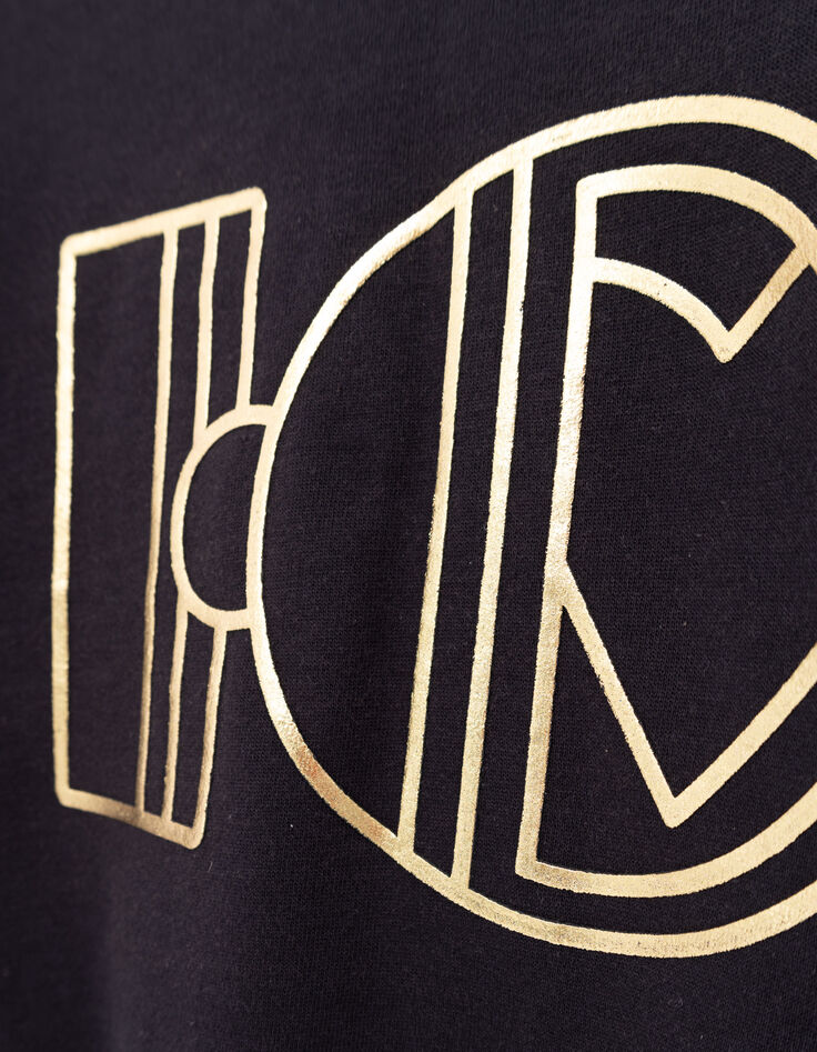 Sweat noir à capuche monogramme doré I.Code-8
