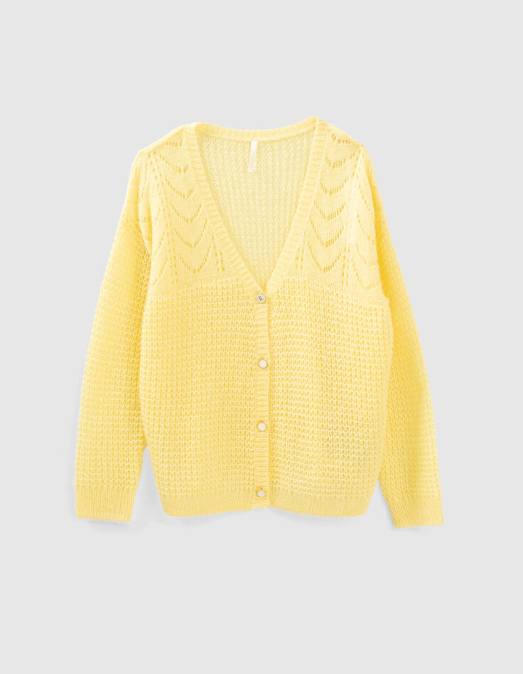 Cardigan jaune tricot fantaisie I.Code-6