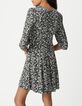 Schwarz LENZING&trade; ECOVERO&trade; Minimal Blumenschleife Kleid Damen-3