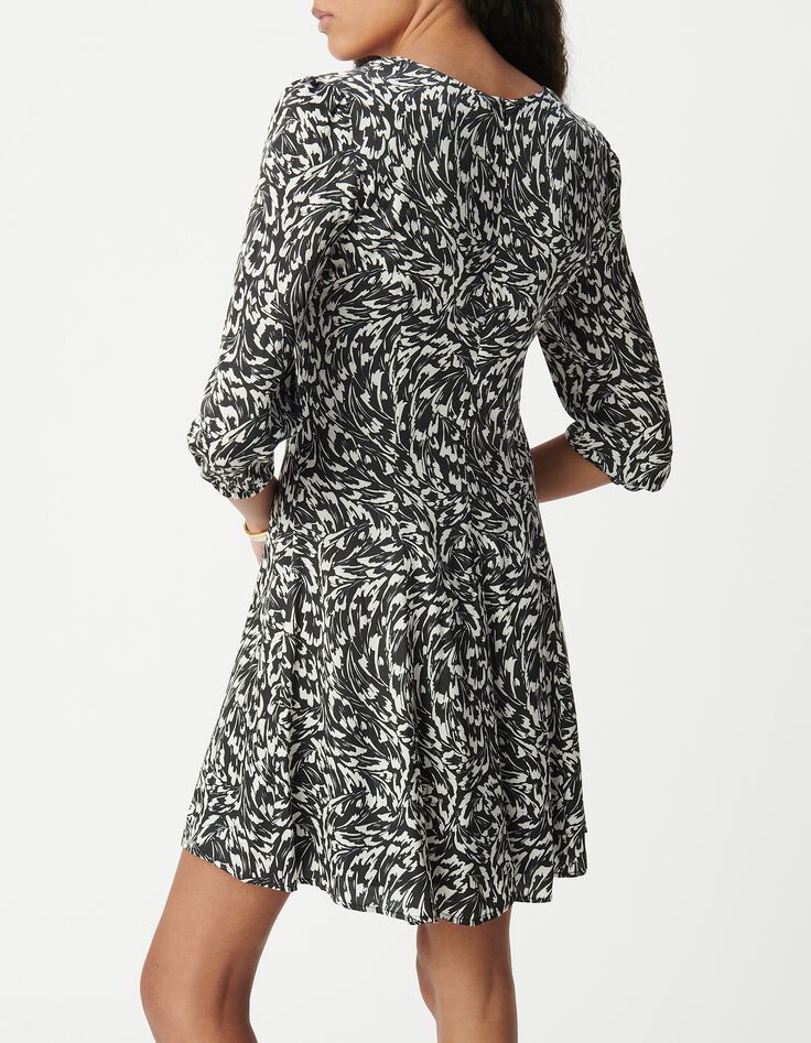 Schwarz LENZING&trade; ECOVERO&trade; Minimal Blumenschleife Kleid Damen-3