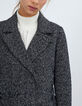 Manteau noir long et chiné avec ceinture I.Code-5