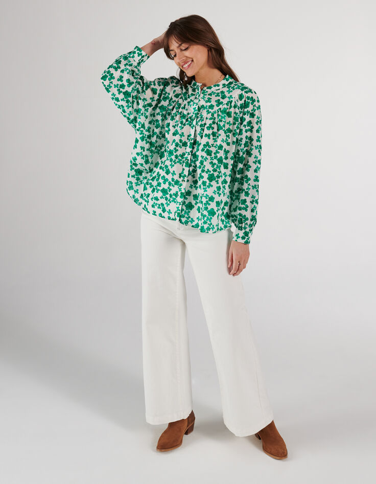 Chemise blanc cassé à imprimé trèfles I.Code -7 Chemise blanc cassé à imprimé trèfles I.Code -7