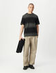 Graues Herren-T-Shirt kurze &Auml;rmel breite schwarze Streifen-5