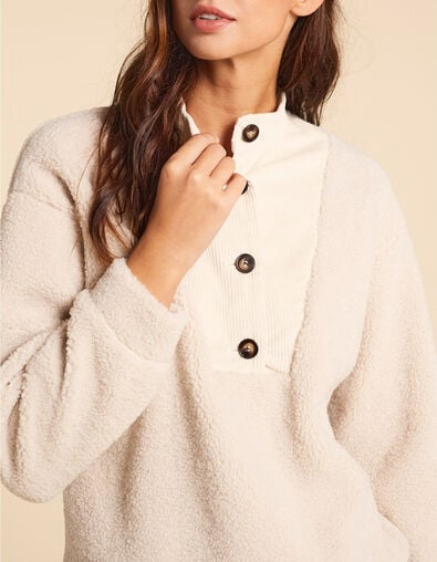 Jersey crudo de sherpa y terciopelo con botones I.Code