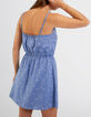 Blaues Kleid mit dünnen, mit Palmen bestickten Trägern I.Code-2