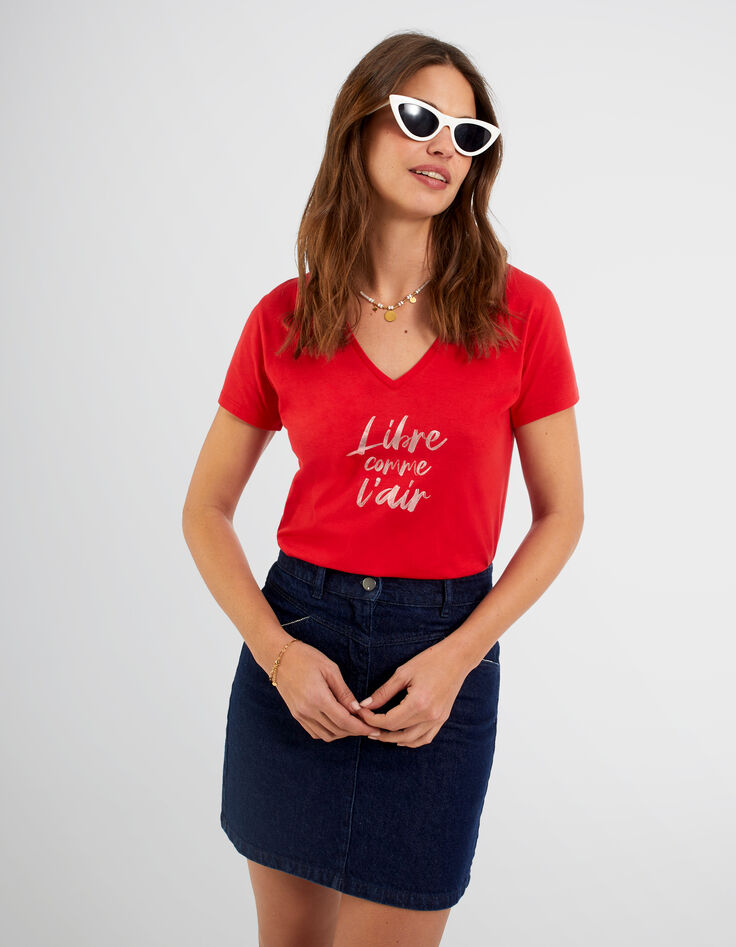 Camiseta cereza mensaje metalizado I.Code-6