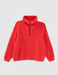 Candy red gebreide trui schipperskraag zilver I.Code-7
