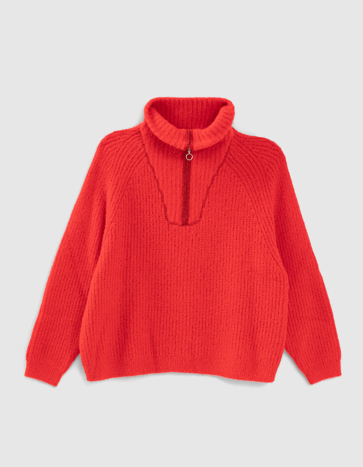 Candy red gebreide trui schipperskraag zilver I.Code-7