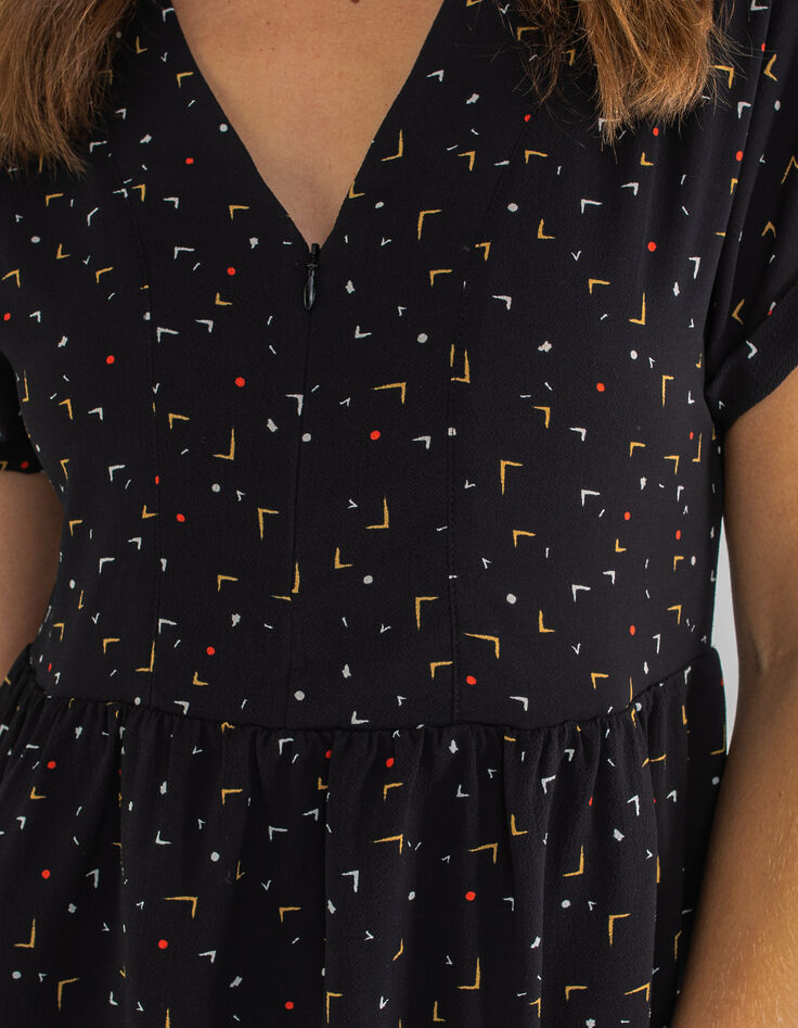 Robe noire à imprimé arty minimaliste I.Code-3