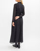 I.Code black gold foil flower print long dress-3