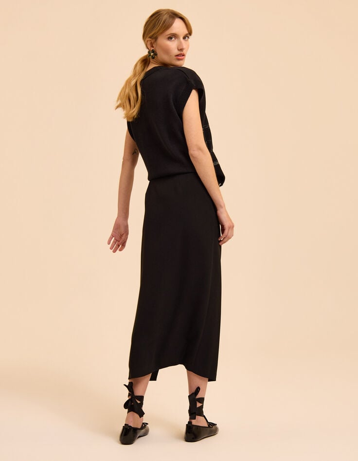 I.Code black split midi skirt with side bow-4 I.Code black split midi skirt with side bow-4