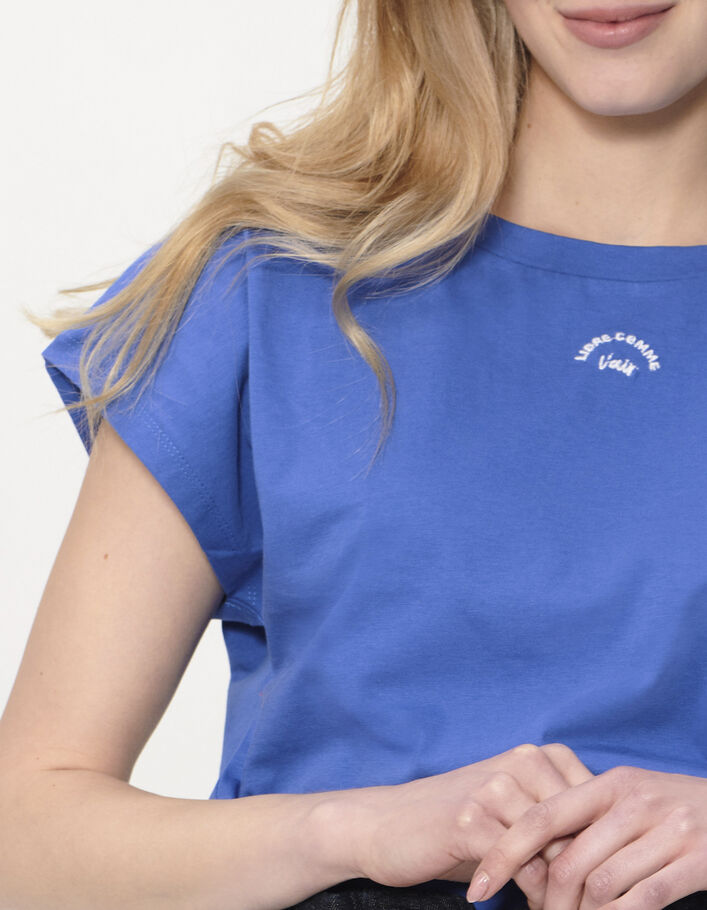 T-Shirt mit Stickerei und Spitze I.Code in Bleu Flash - I.CODE