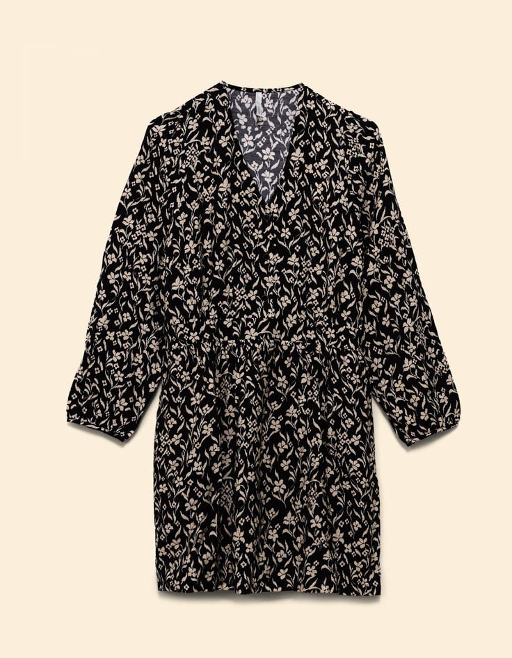 I.Code black dress with orchid print-7