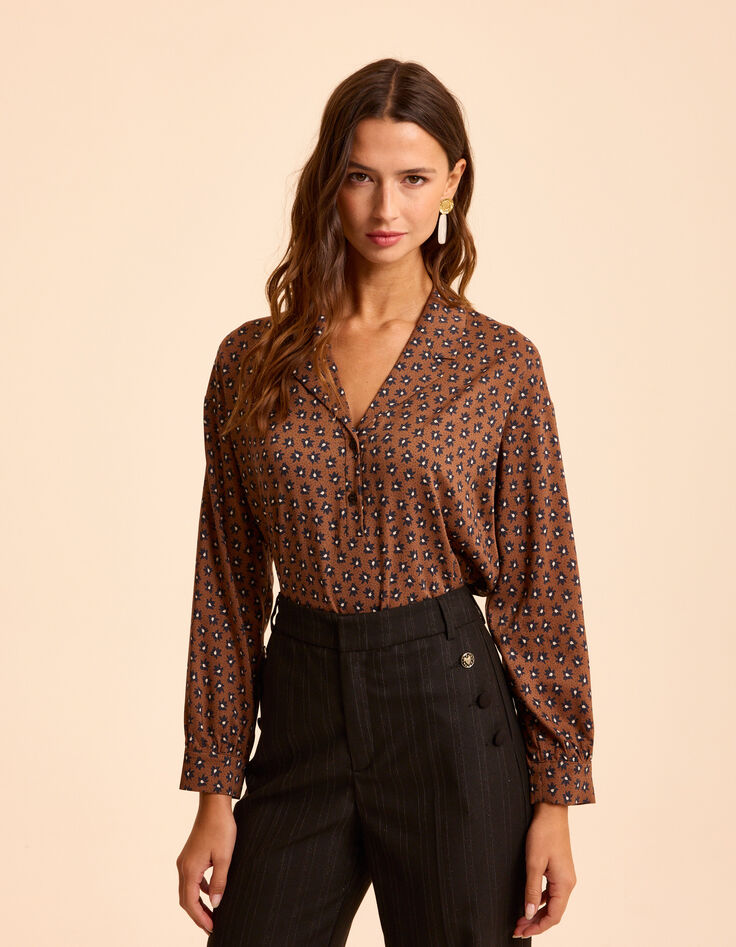 Blusa camel flores negras I.Code-3