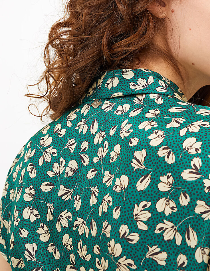Robe vert menthe à imprimé petites feuilles I.Code-4