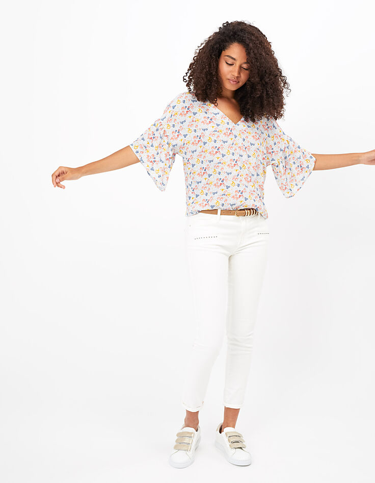 Top azul cielo estampado margaritas I.Code-6