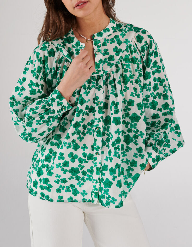 Chemise blanc cassé à imprimé trèfles I.Code -1