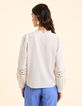 Off-white Bluse mit mehrfarbigen Blumen bestickt I.Code-4
