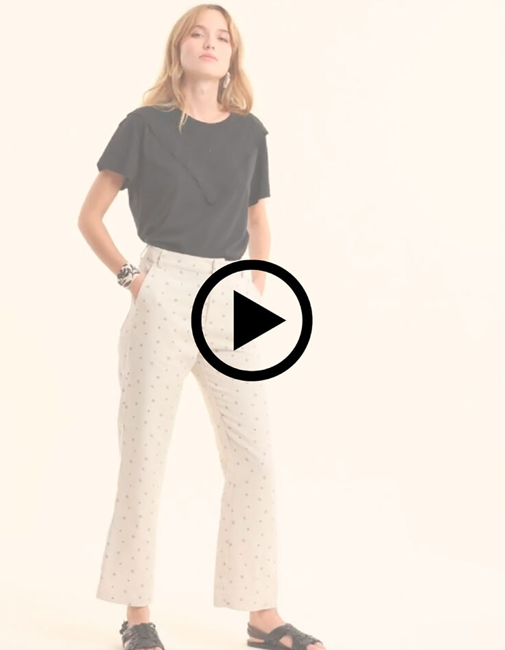 Pantalon de costume &eacute;cru imprim&eacute; micro fleurs I.Code-8