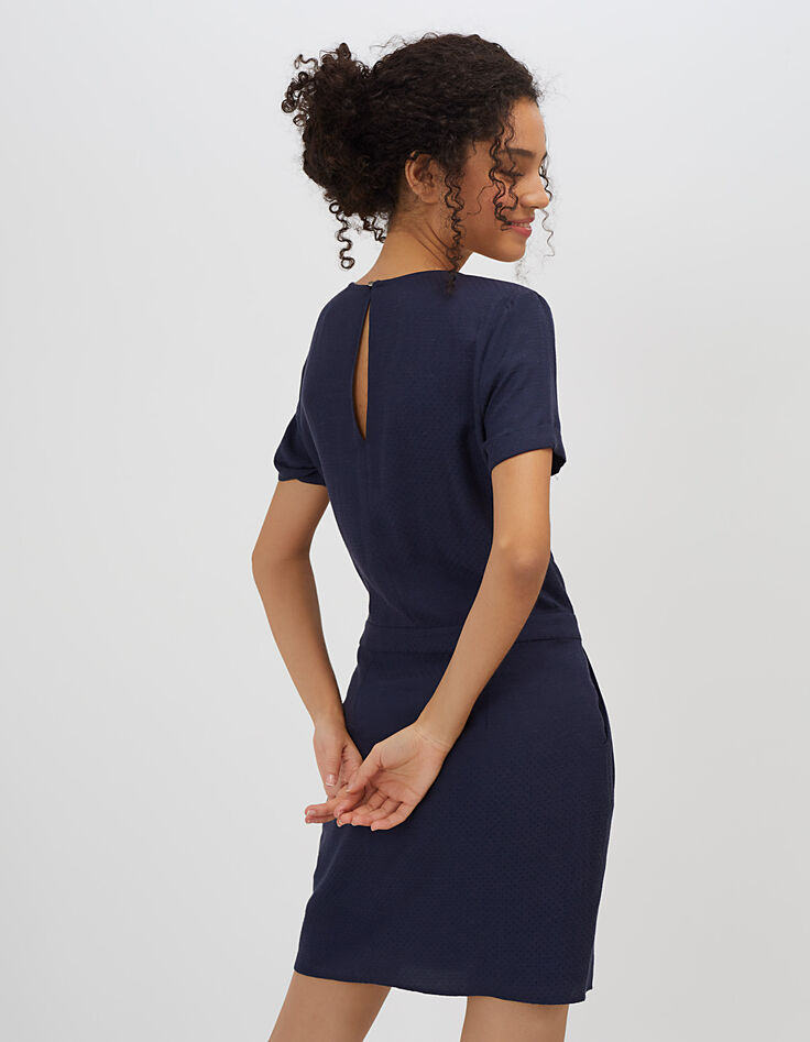 Robe marine jacquard pois I.Code-3