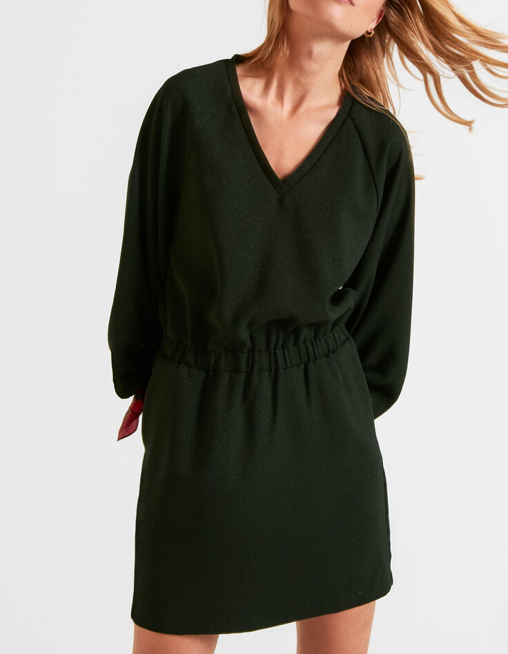 Robe vert empire pailletée manches bouffantes I.Code-1