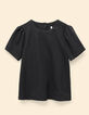 I.Code black ribbed short-sleeved top-5