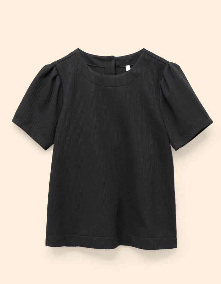Schwarzes Ripp-Top kurze Ärmel I.Code-5 Schwarzes Ripp-Top kurze Ärmel I.Code-5