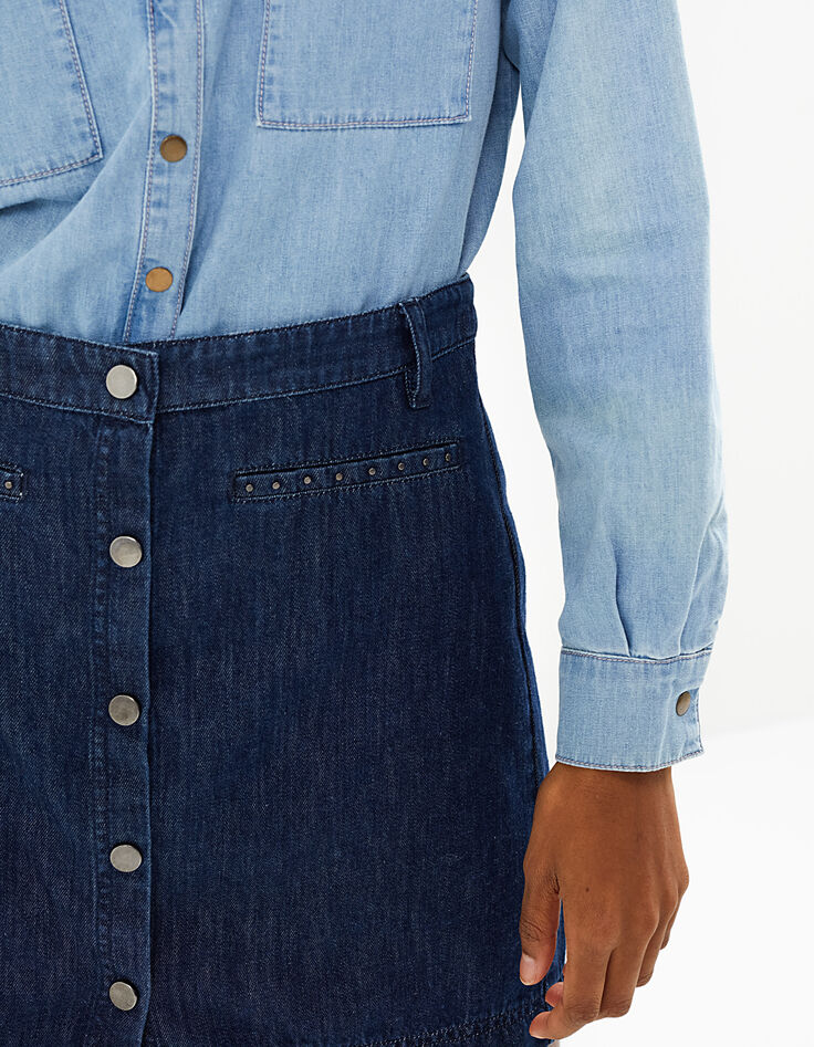 Ungebleichter Jeansrock mit Knöpfen und Nieten I.Code-4