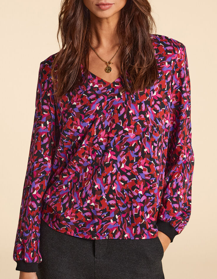 I.Code black camouflage print blouse color-2