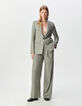Grauer Damenblazer mit rosa Streifen-1