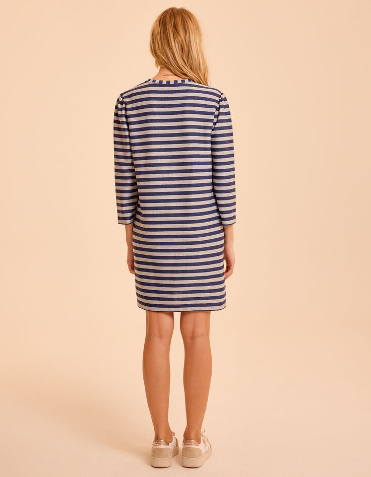 Robe marine rayures grises lurex I.Code-4