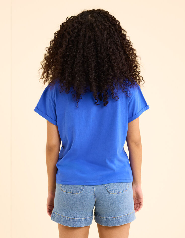 T-shirt bleu message visuel coquillage I.Code-5
