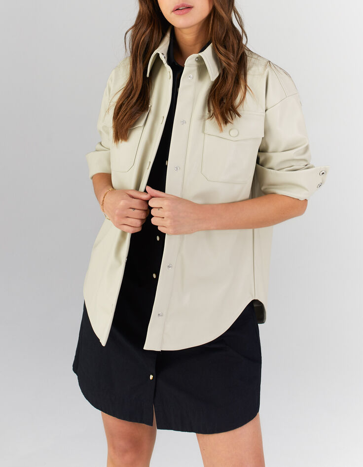 I.Code ecru synthetic fabric overshirt-1