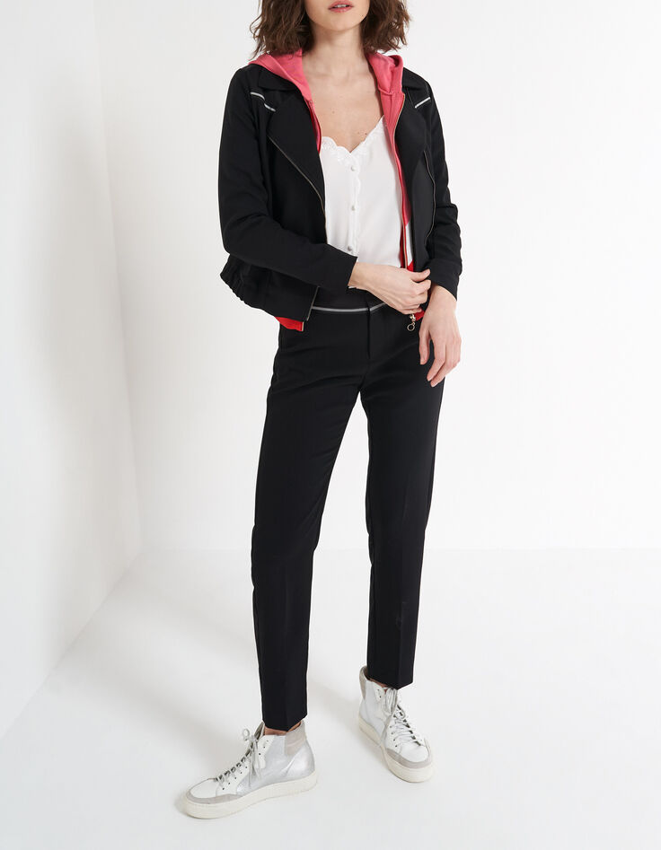 Veste noire esprit motard en crêpe I.Code-1 Veste noire esprit motard en crêpe I.Code-1