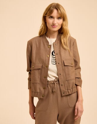 I.Code beige jacket with patch pockets