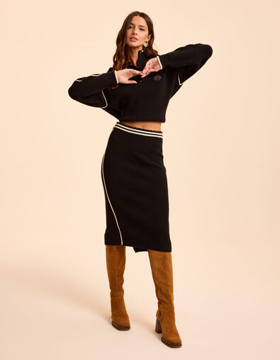 I.Code black knit sporty pencil skirt
