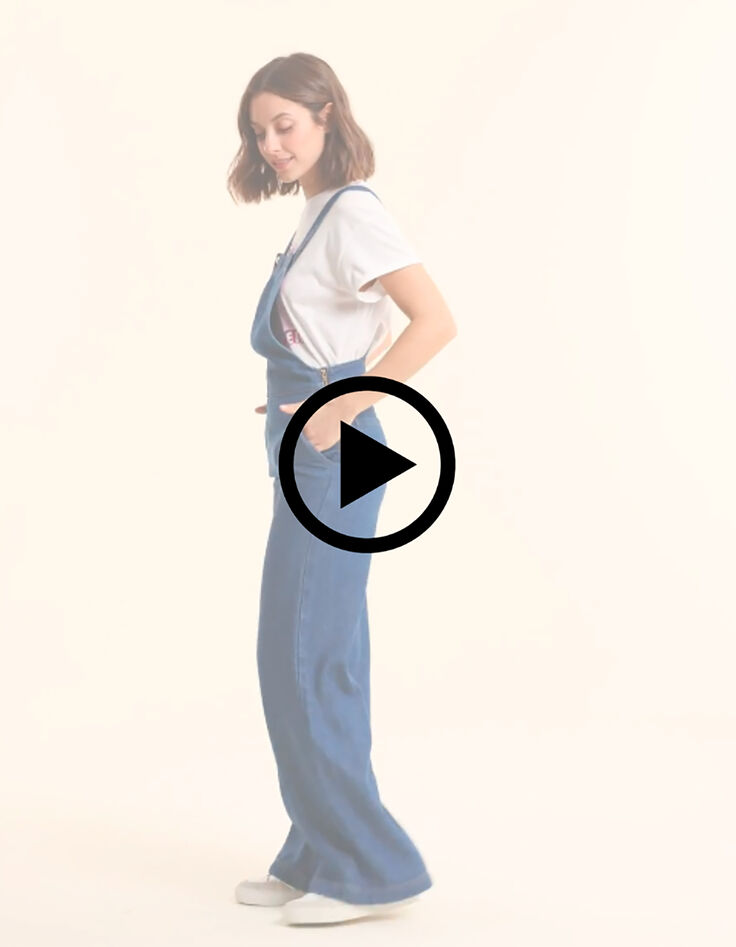 Salopette large en jean bleu fonc&eacute; I.Code-10