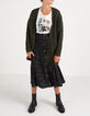 Empire-groen halflang vest in ribtricot I.Code-7