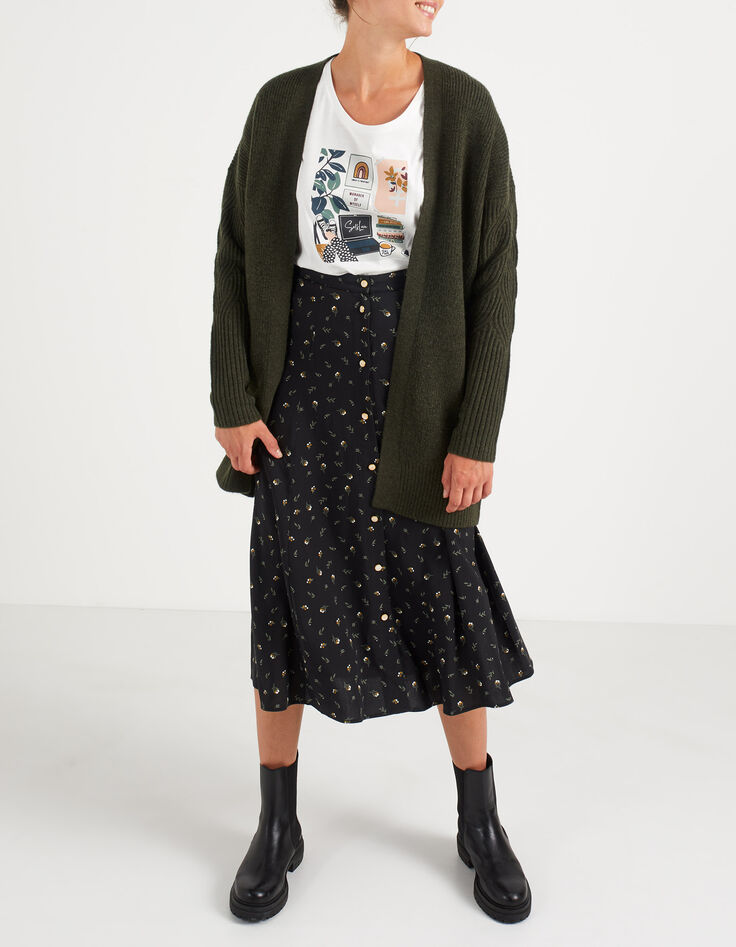 Empire-groen halflang vest in ribtricot I.Code-7