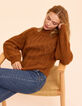 I.Code camel cable knit sweater-5