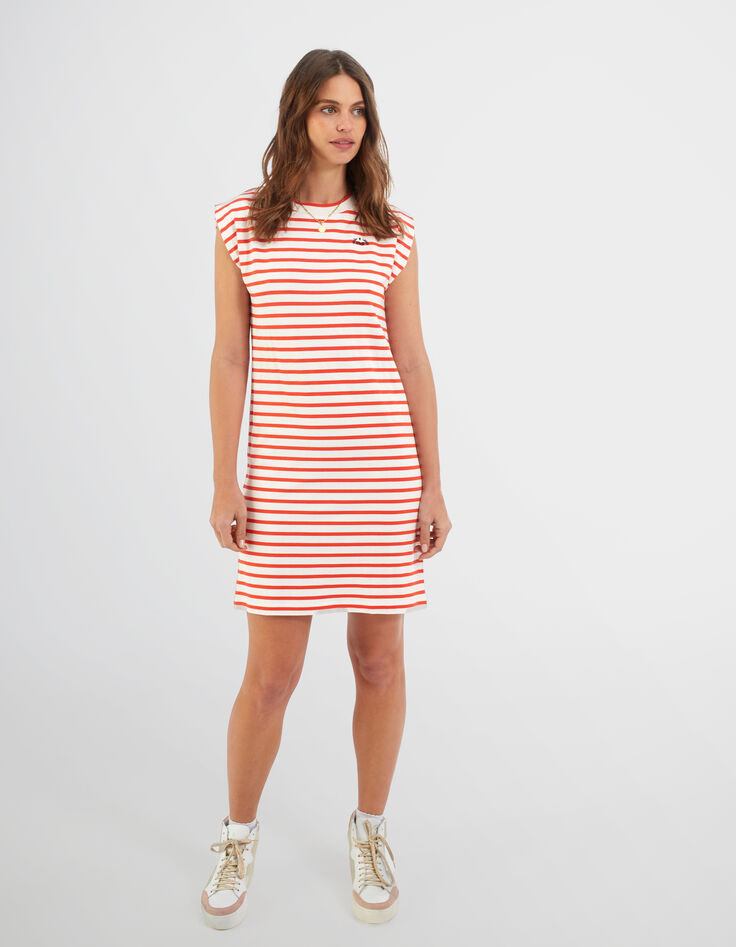 I.Code off-white sailor stripe dress with apricot stripes-2