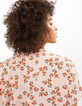 I.Code hibiscus floral and polka dot print top-5