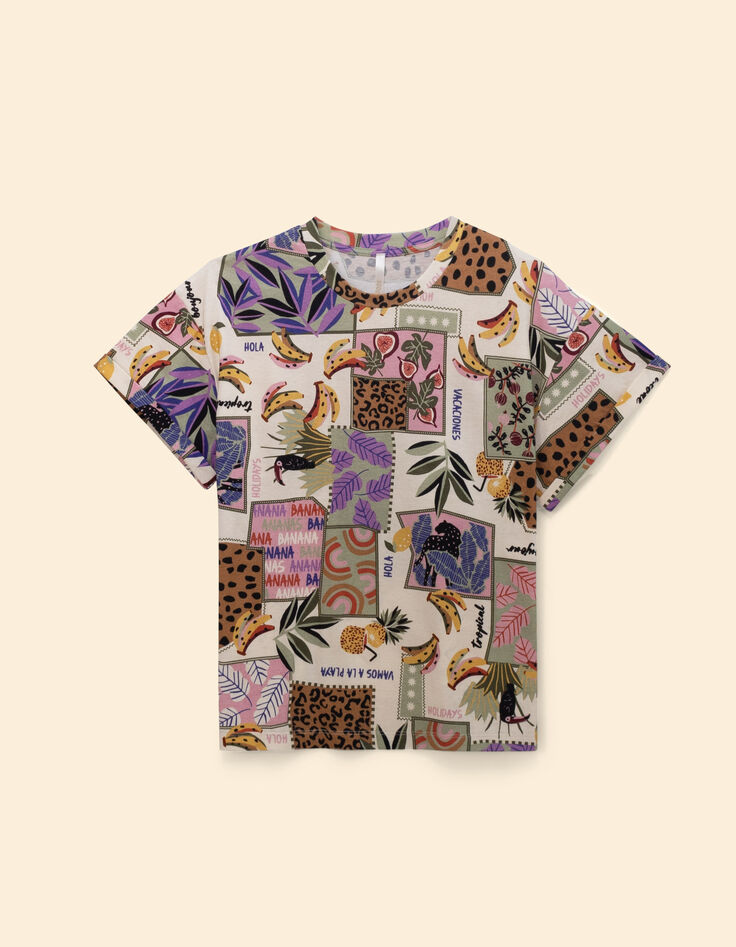 Camiseta con estampado de patchwork de plátano I.Code-1 Camiseta con estampado de patchwork de plátano I.Code-1