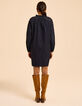 Vestido azul marino bordados mangas I.Code-4