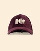 I.Code burgundy velvet cap with embroidered monogram-4