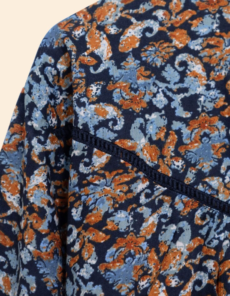 Blusa azul flores barrocas I.Code-3 Blusa azul flores barrocas I.Code-3