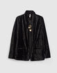Veste noire panne de velours relief&eacute;e I.Code-5