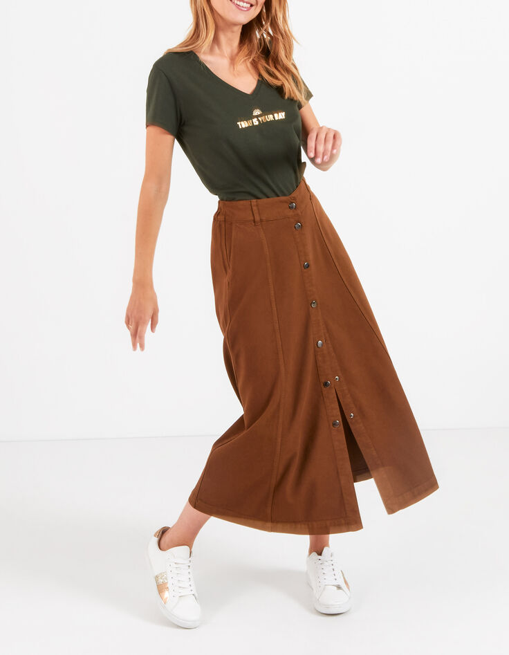 Tee-shirt vert empire bio message doré I.Code -5
