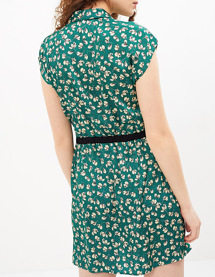 Mintgrünes Kleid mit kleinen Blättern I.Code - I.CODE
